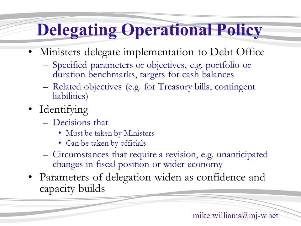 Delegating Operational Policy