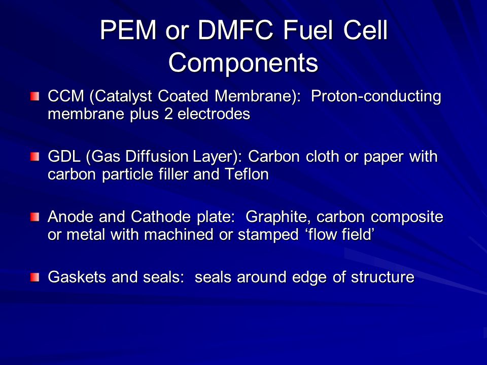 PEM or DMFC Fuel Cell Components