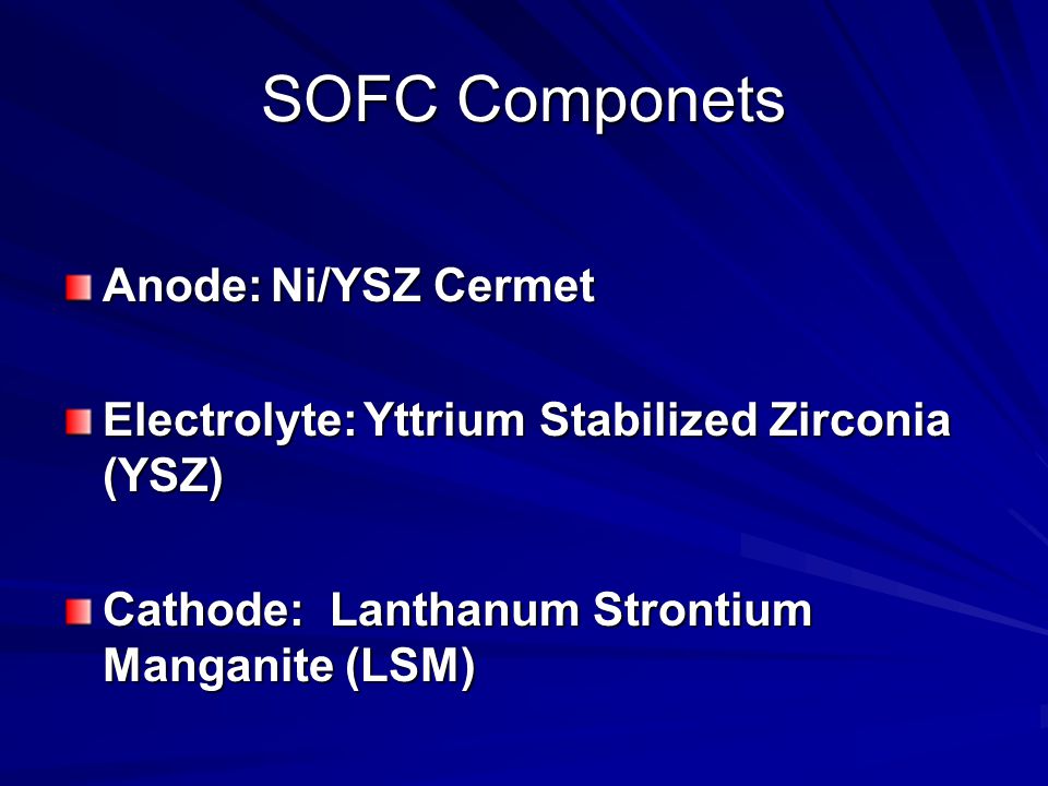 SOFC Componets Anode: Ni/YSZ Cermet