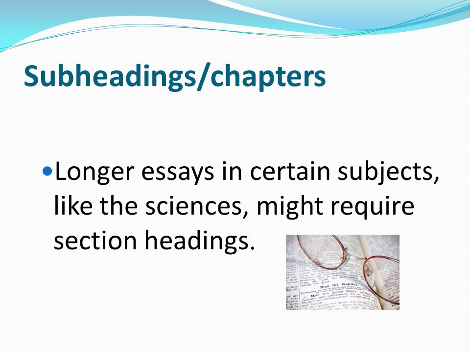 Subheadings/chapters