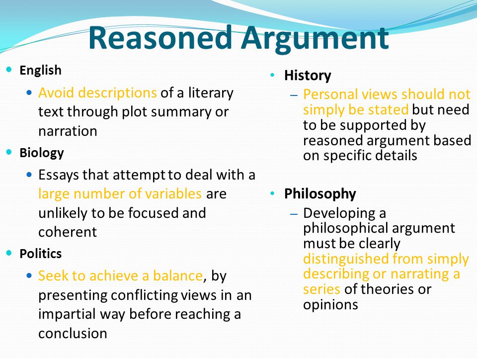 Reasoned Argument History