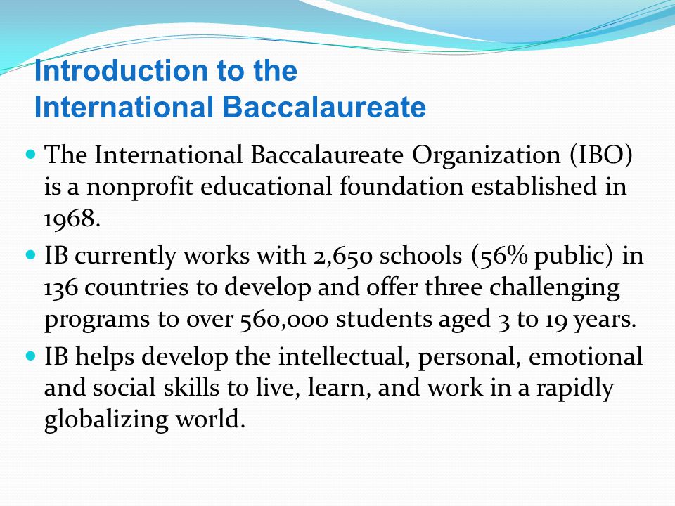 Introduction to the International Baccalaureate
