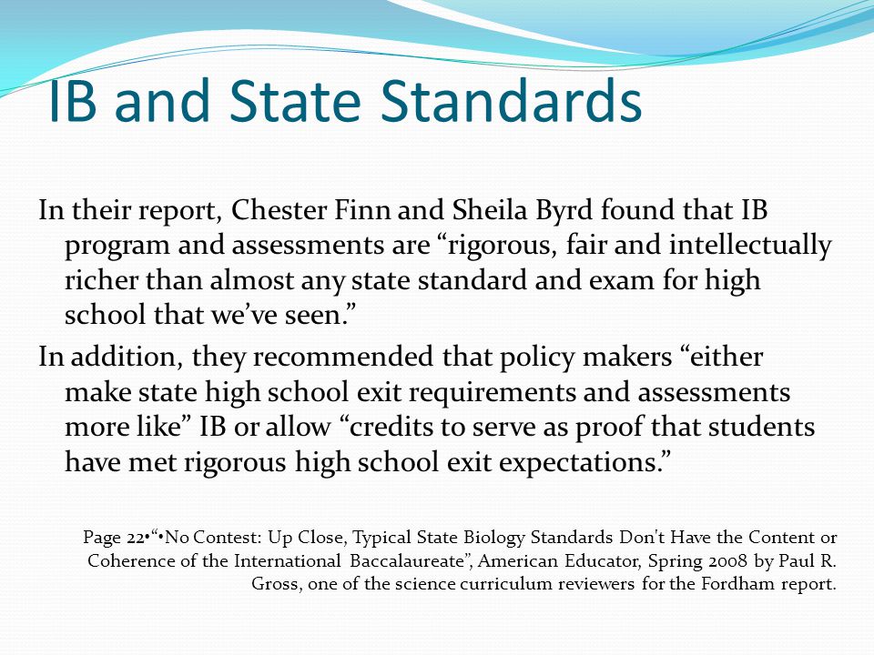 IB and State Standards