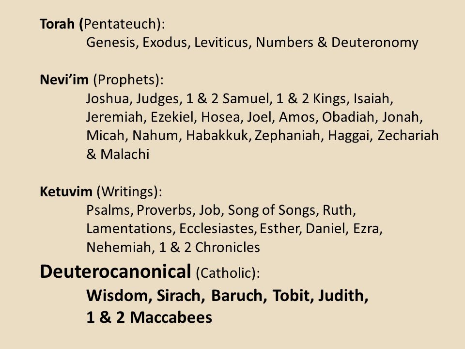 Deuterocanonical (Catholic):