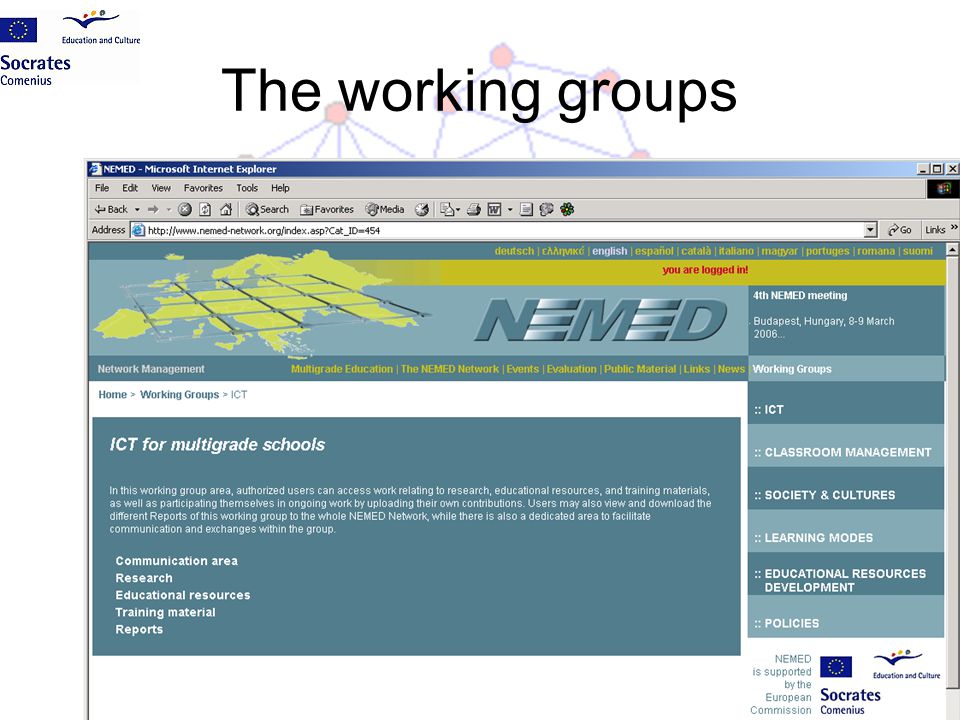 The working groups