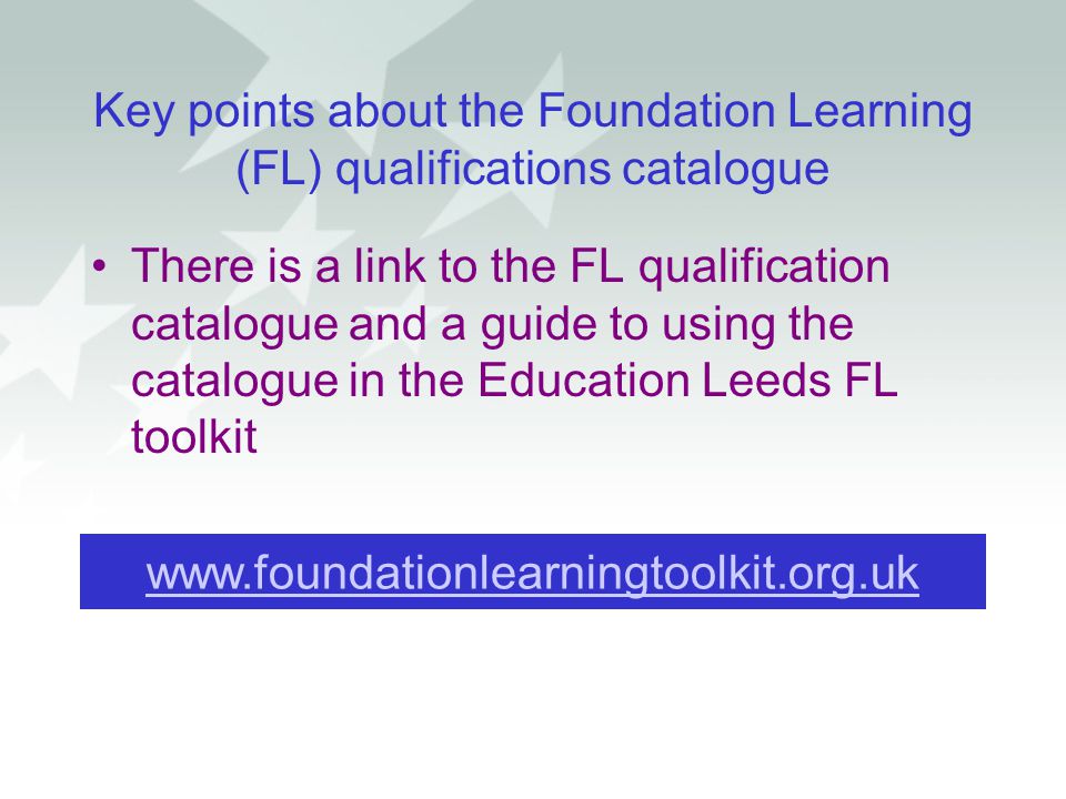 Key points about the Foundation Learning (FL) qualifications catalogue