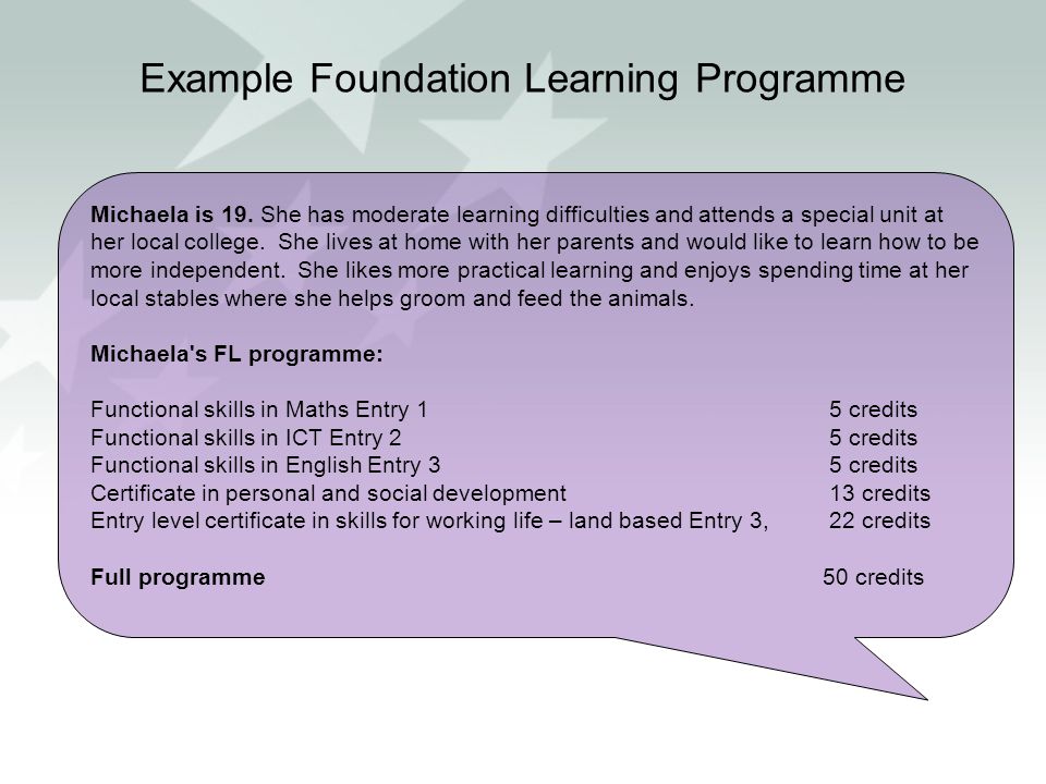 Example Foundation Learning Programme