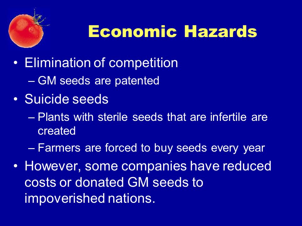 Economic Hazards Elimination of competition Suicide seeds