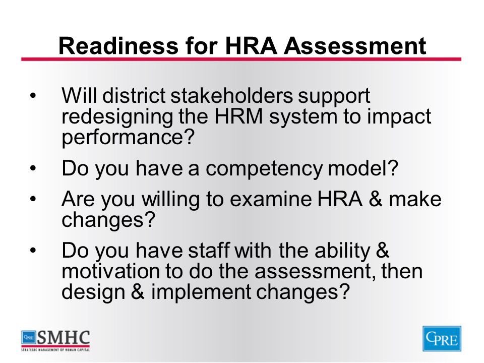 Readiness for HRA Assessment
