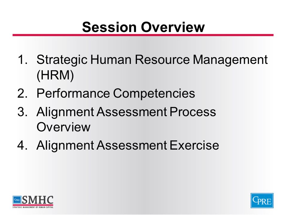 Session Overview Strategic Human Resource Management (HRM)