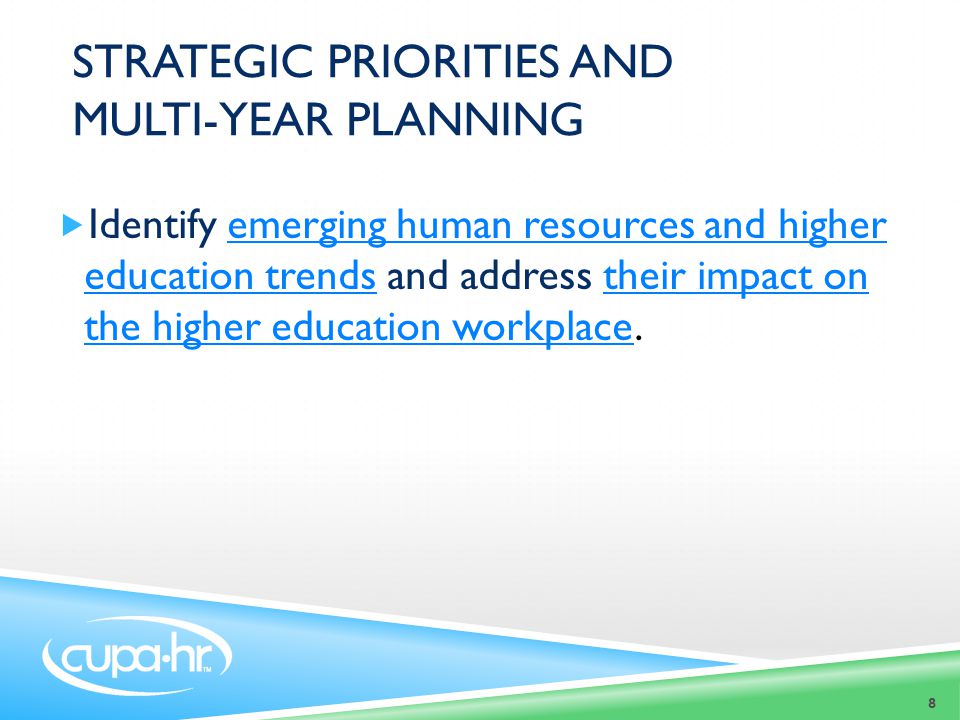 Strategic priorities and multi-year planning
