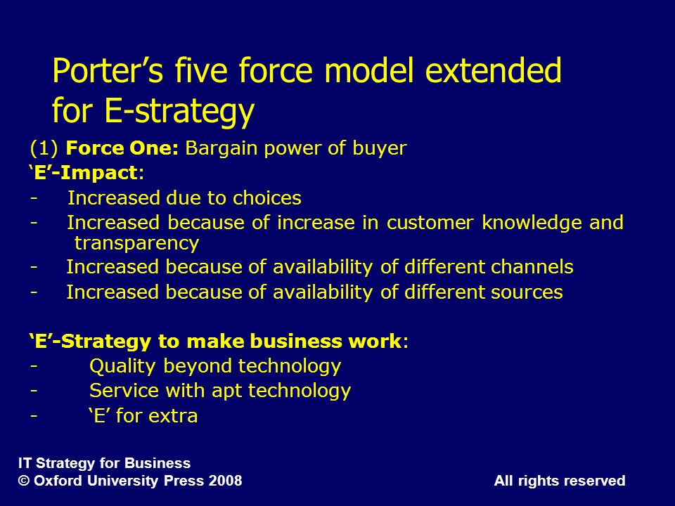 Porter’s five force model extended for E-strategy