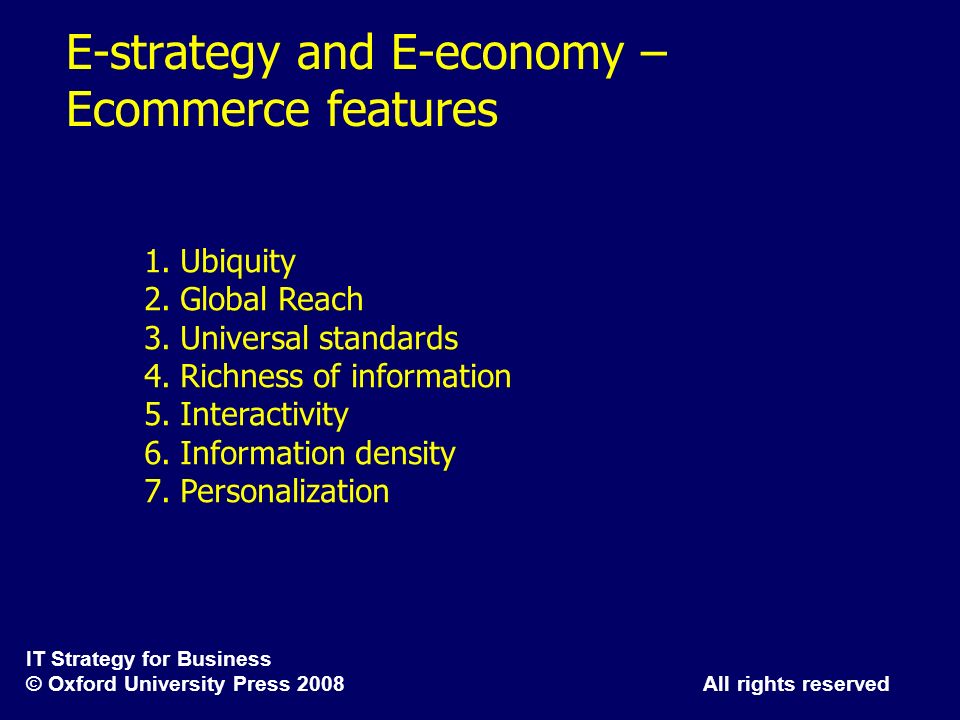 E-strategy and E-economy – Ecommerce features