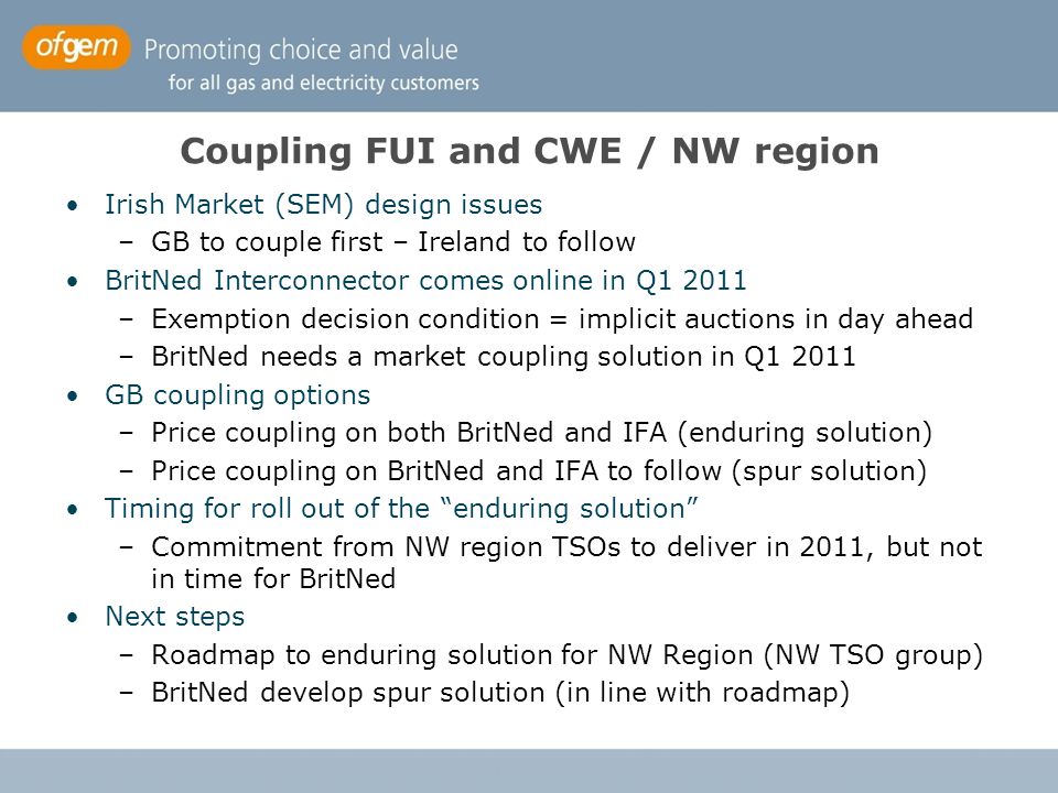 Coupling FUI and CWE / NW region