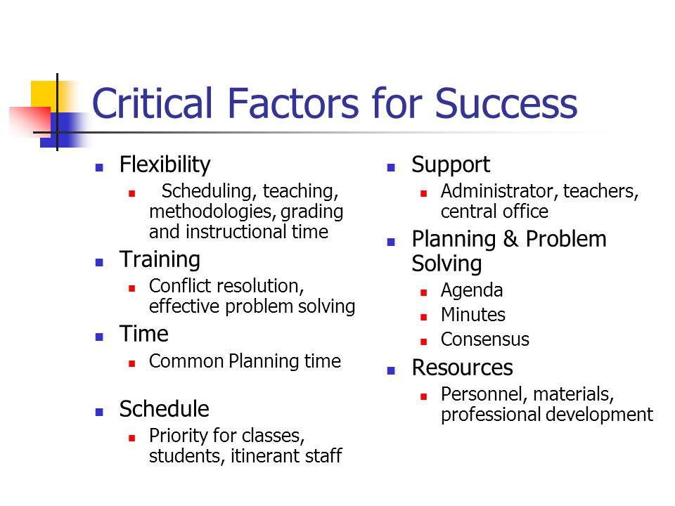 Critical Factors for Success