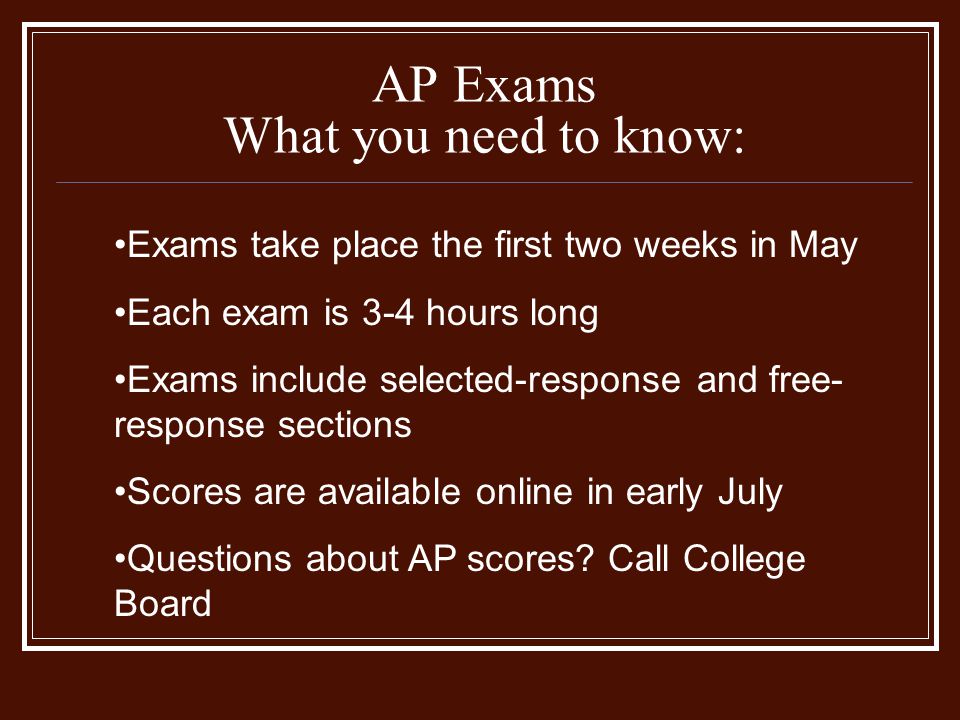 AP Exams What you need to know: