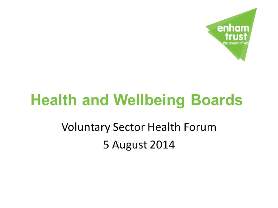 Voluntary Sector Health Forum 5 August 2014