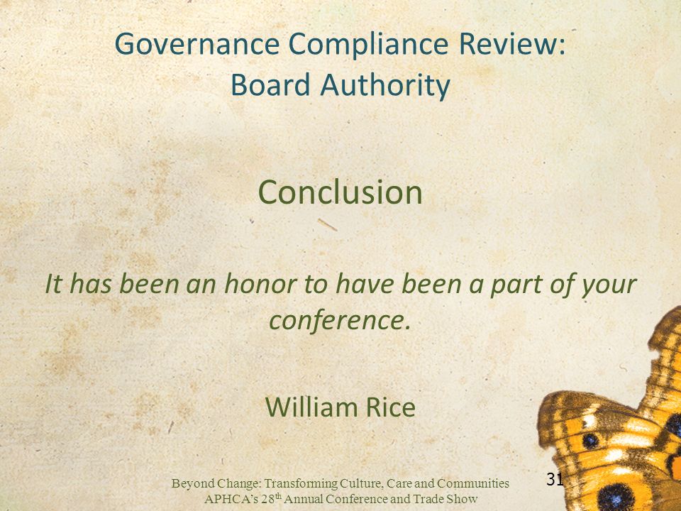 Governance Compliance Review: Board Authority