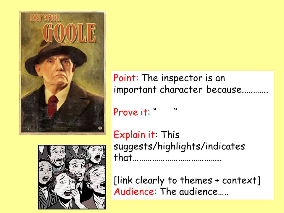 Point: The inspector is an important character because..……….