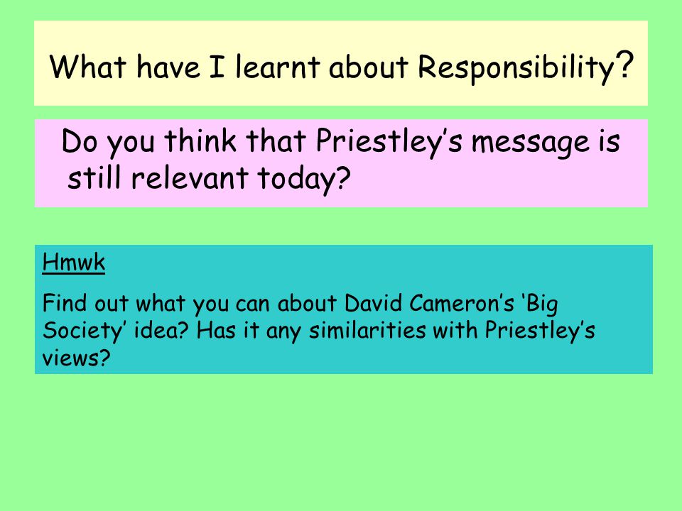 What have I learnt about Responsibility