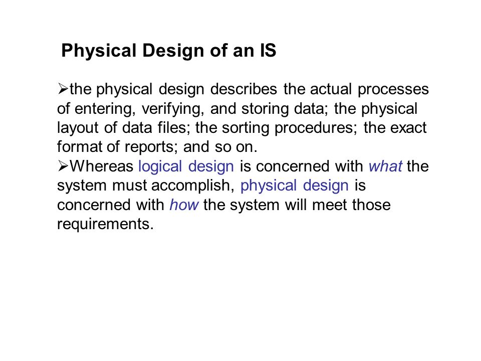 Physical Design of an IS