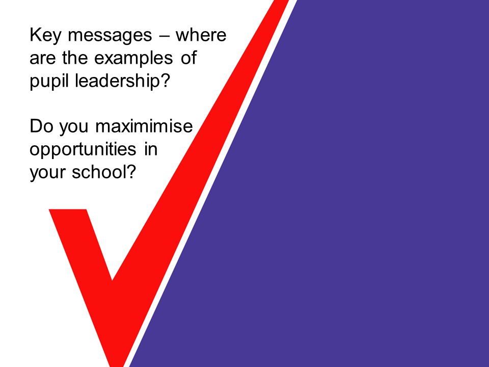 Key messages – where are the examples of pupil leadership