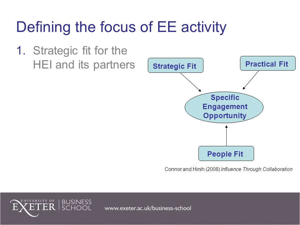 Defining the focus of EE activity