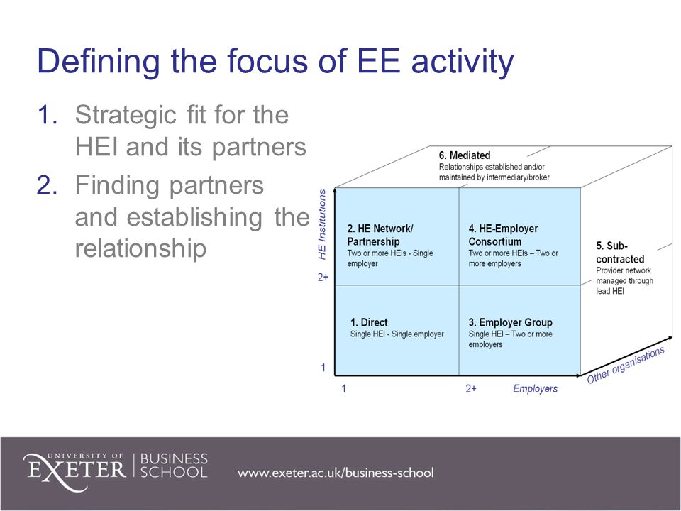 Defining the focus of EE activity