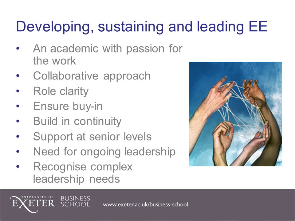 Developing, sustaining and leading EE