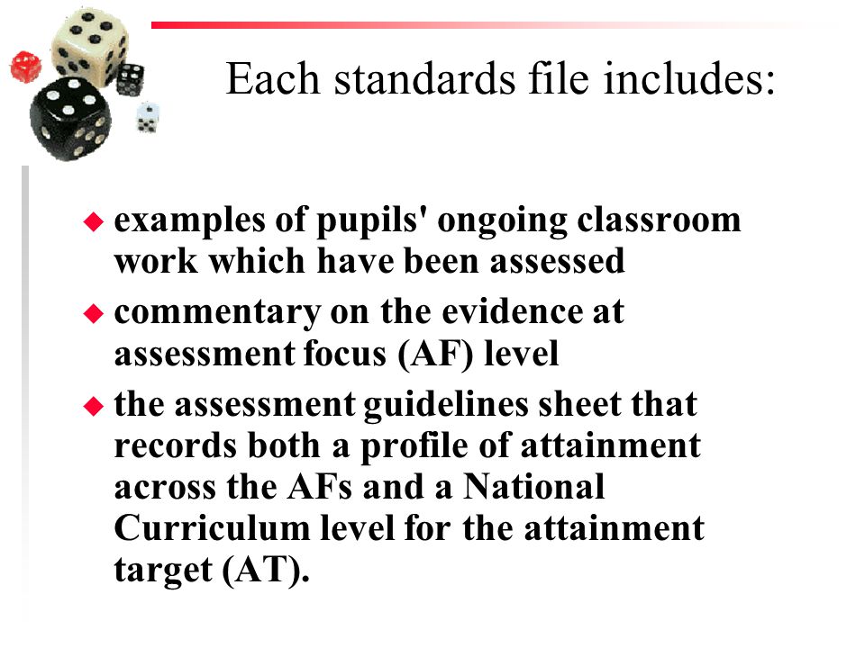 Each standards file includes: