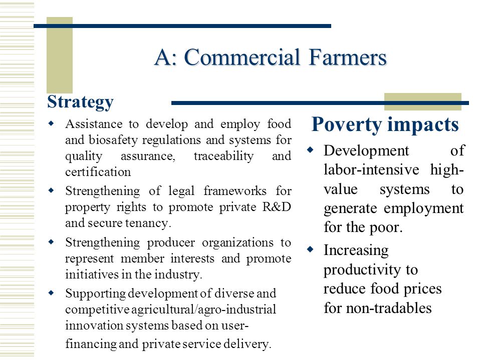 A: Commercial Farmers Poverty impacts Strategy