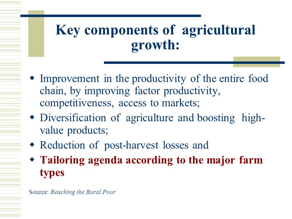 Key components of agricultural growth: