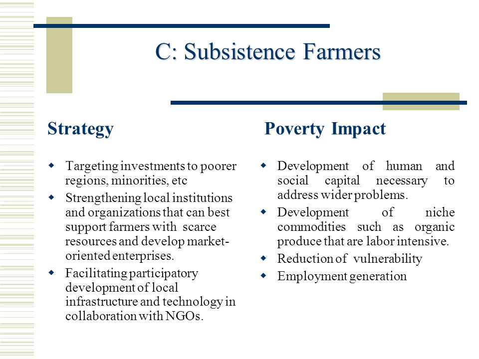 C: Subsistence Farmers