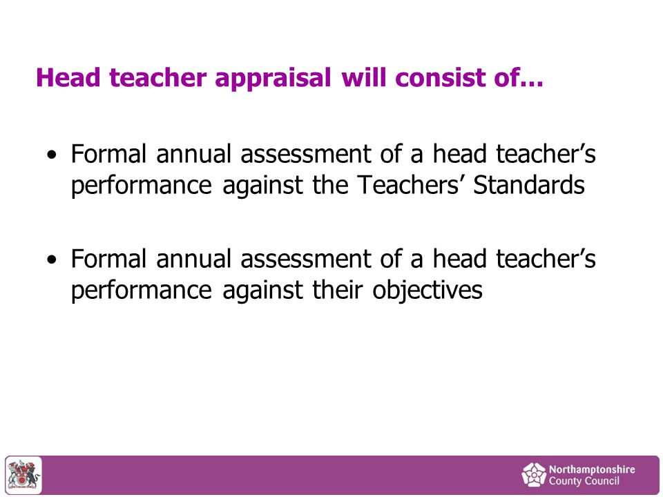 Head teacher appraisal will consist of...