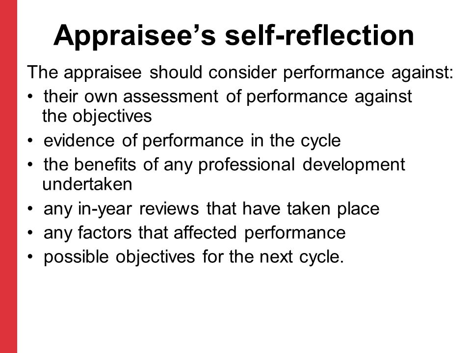 Appraisee’s self-reflection