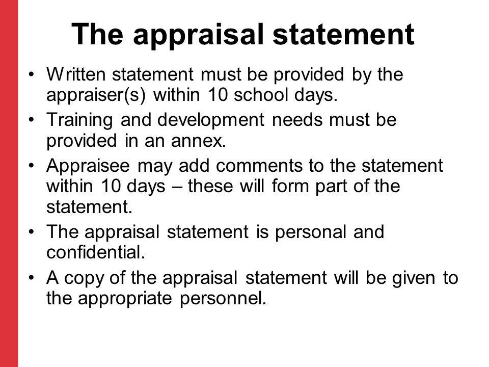 The appraisal statement
