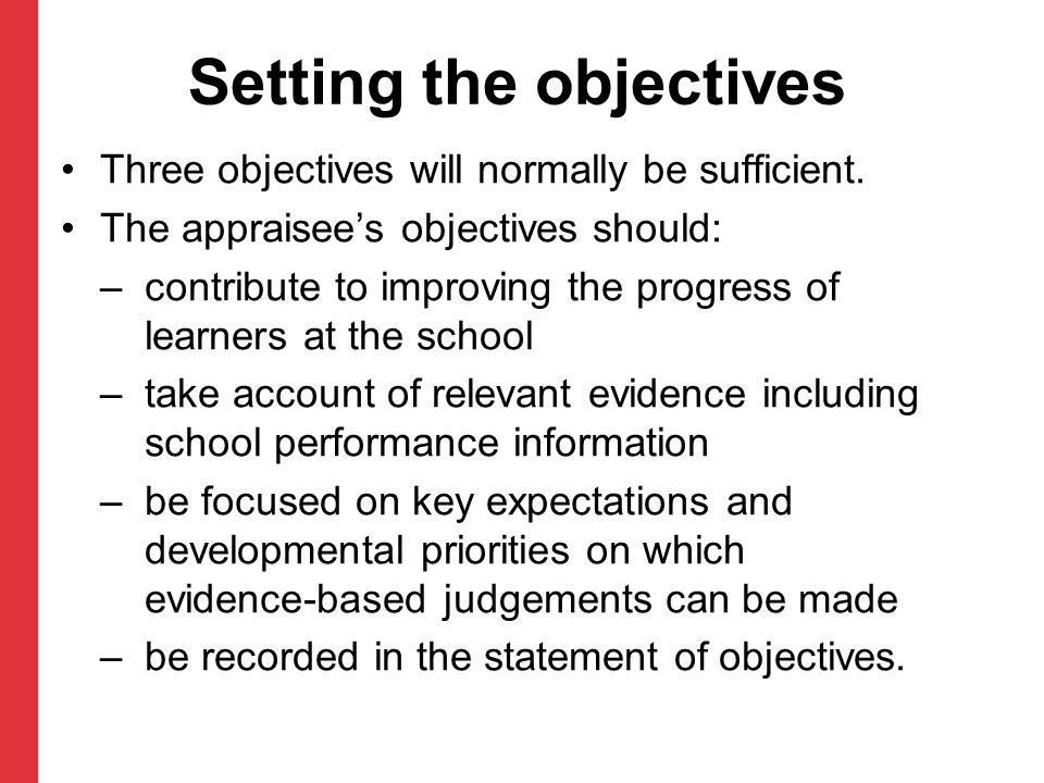 Setting the objectives