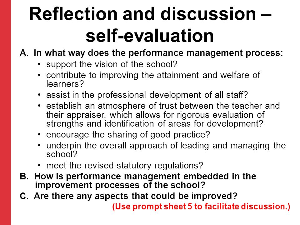 Reflection and discussion – self-evaluation