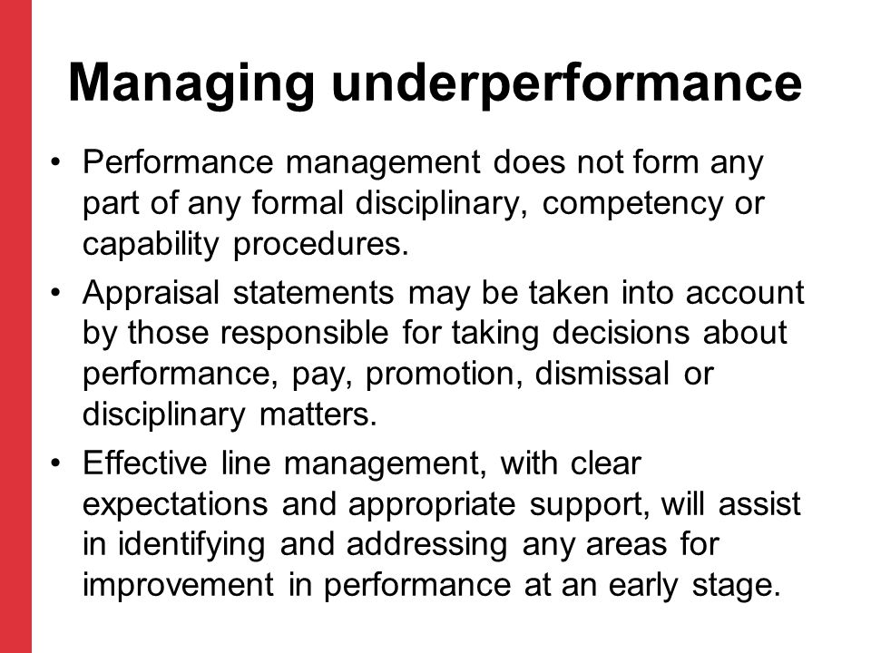 Managing underperformance