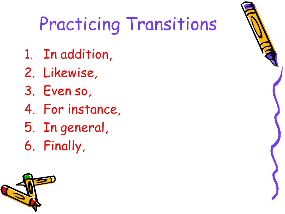 Practicing Transitions