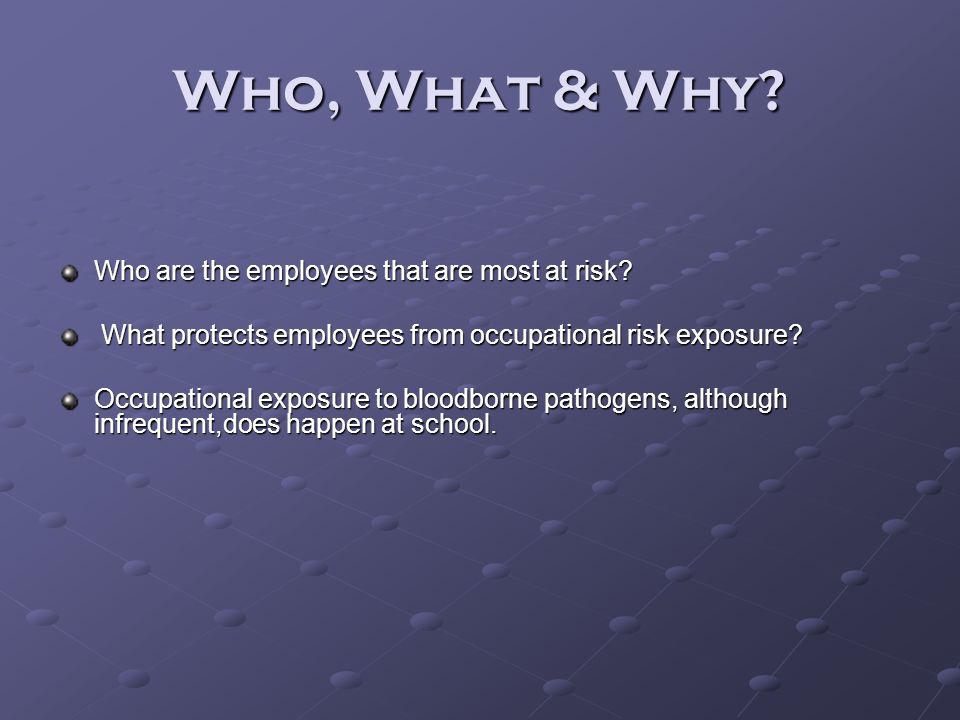 Who, What & Why Who are the employees that are most at risk