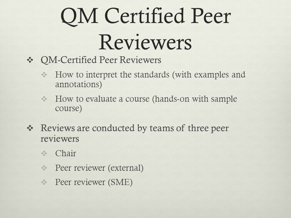 QM Certified Peer Reviewers