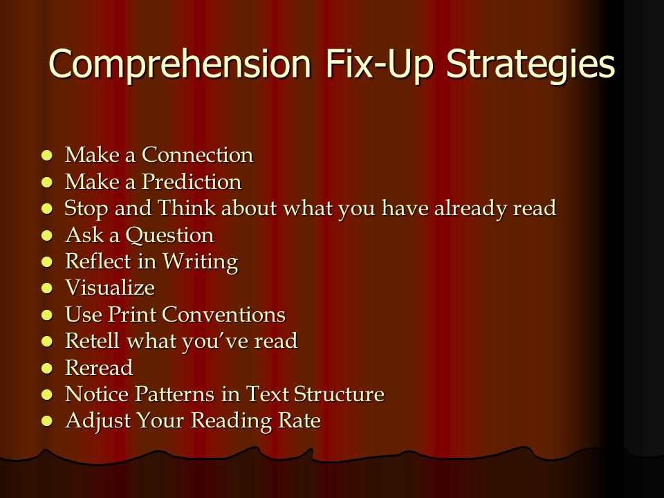 Comprehension Fix-Up Strategies