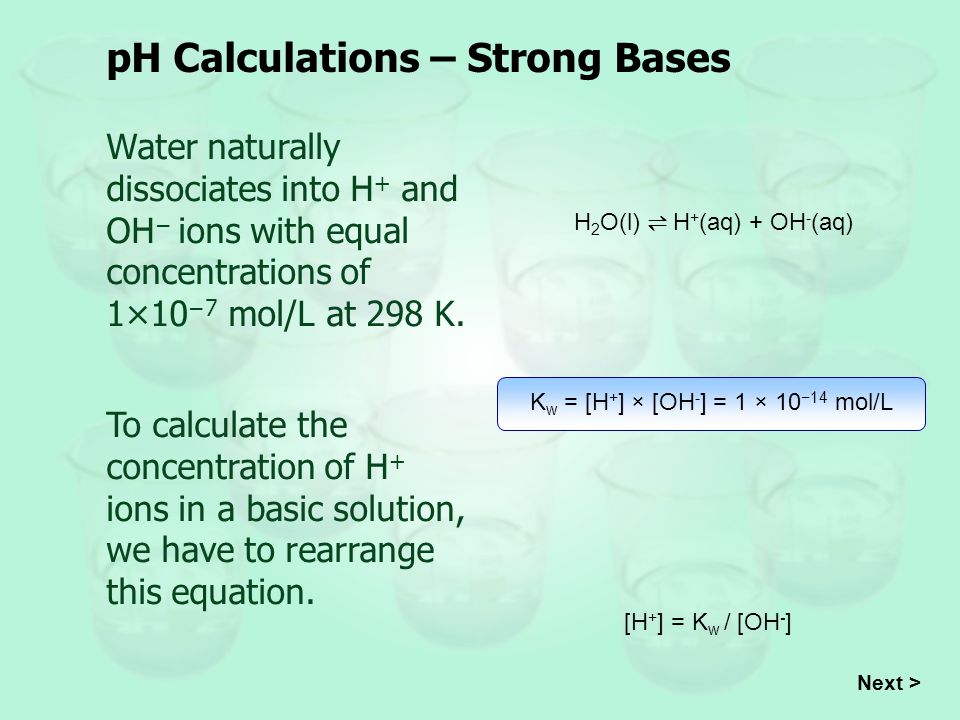 pH Calculations – Strong Bases