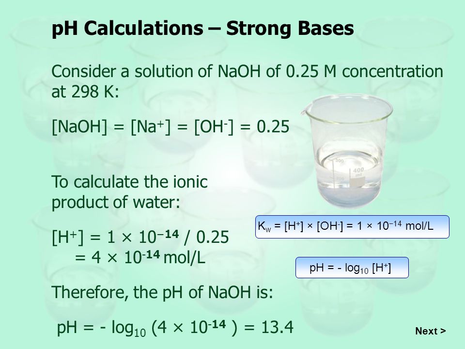 pH Calculations – Strong Bases