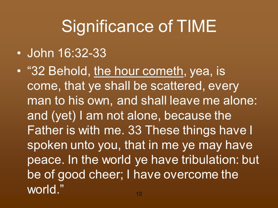 Significance of TIME John 16:32-33