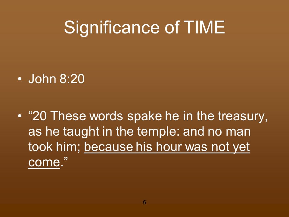 Significance of TIME John 8:20