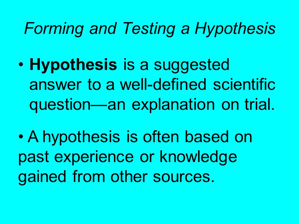Forming and Testing a Hypothesis