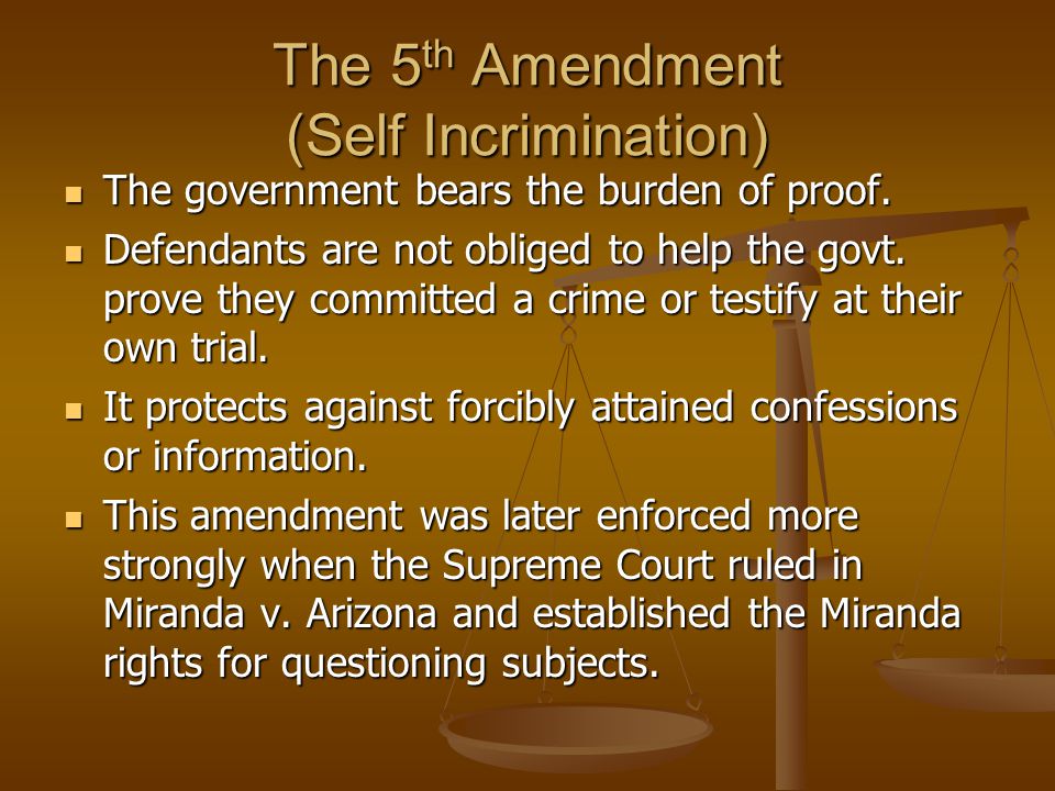 The 5th Amendment (Self Incrimination)
