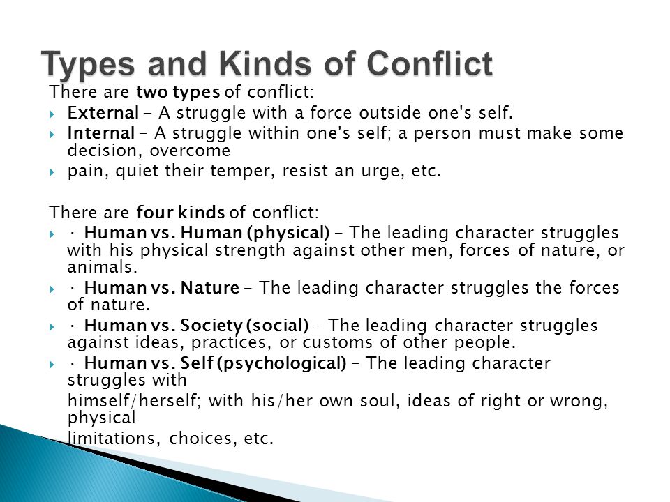 Types and Kinds of Conflict
